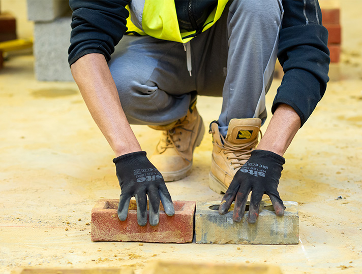 Students working in the yard