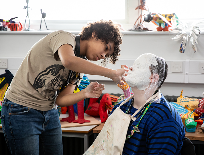 Students working in the art workshop