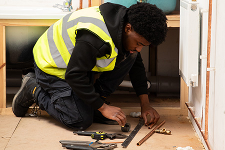 Student working in the workshop